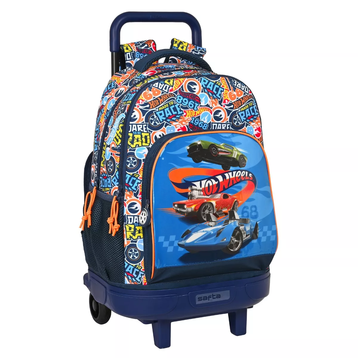 Safta - Mochila Grande Con Ruedas Compact Extraíble Hot Wheels Azul Marino Y Multicolor barato