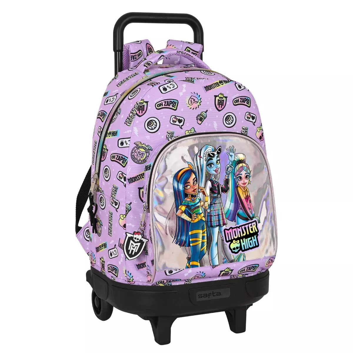 Safta - Mochila Grande Con Ruedas Compact Extraible Monster High Best Boos Lila barato