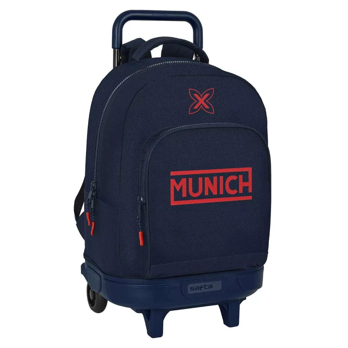 Safta - Mochila Grande Con Ruedas Compact Extraible Munich Flash Azul Marino barato