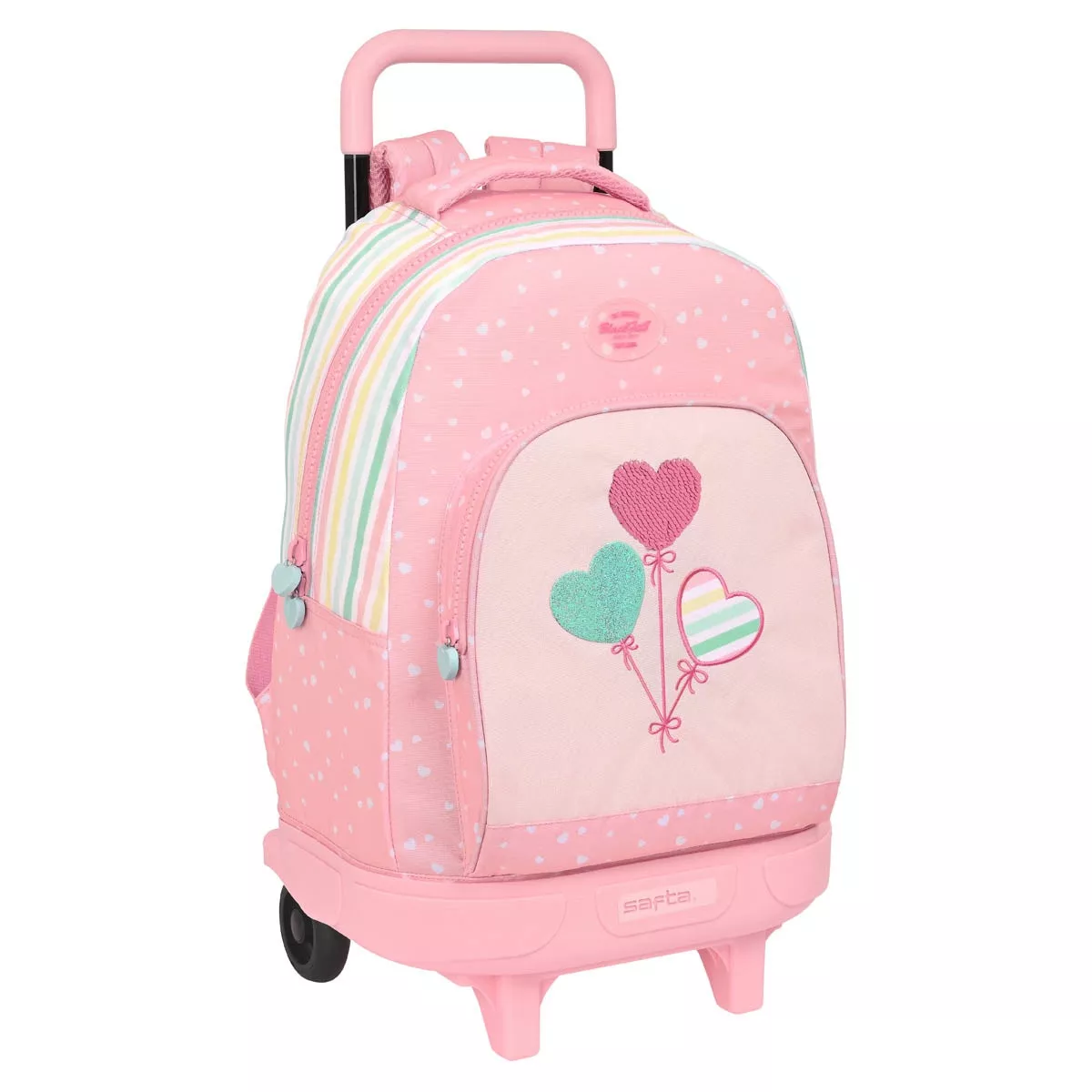 Safta - Mochila Grande Con Ruedas Compact Extraible Reciclado Blackfit8 Globitos barato