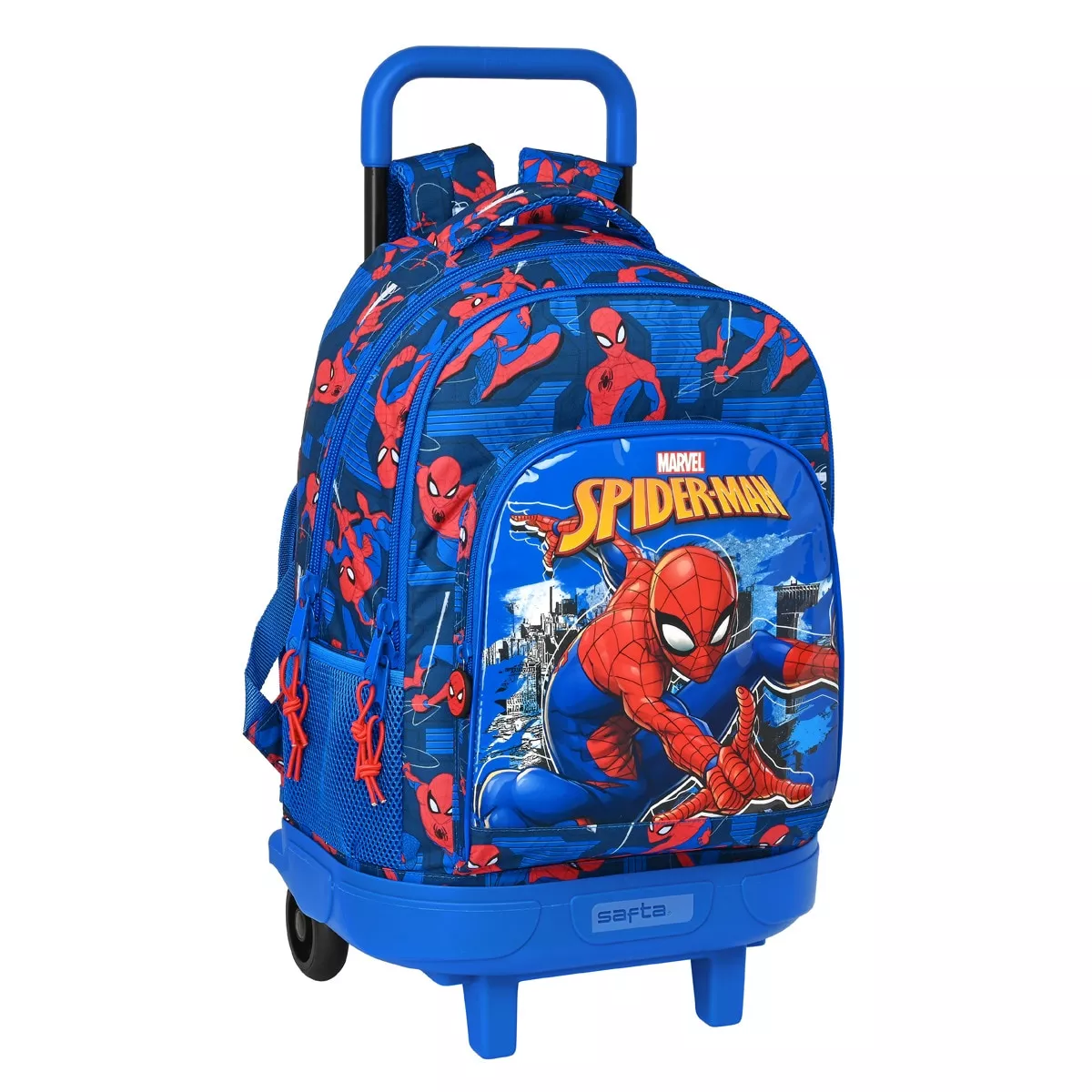 Safta - Mochila Grande Con Ruedas Compact Extraíble Spiderman Azul Y Rojo barato