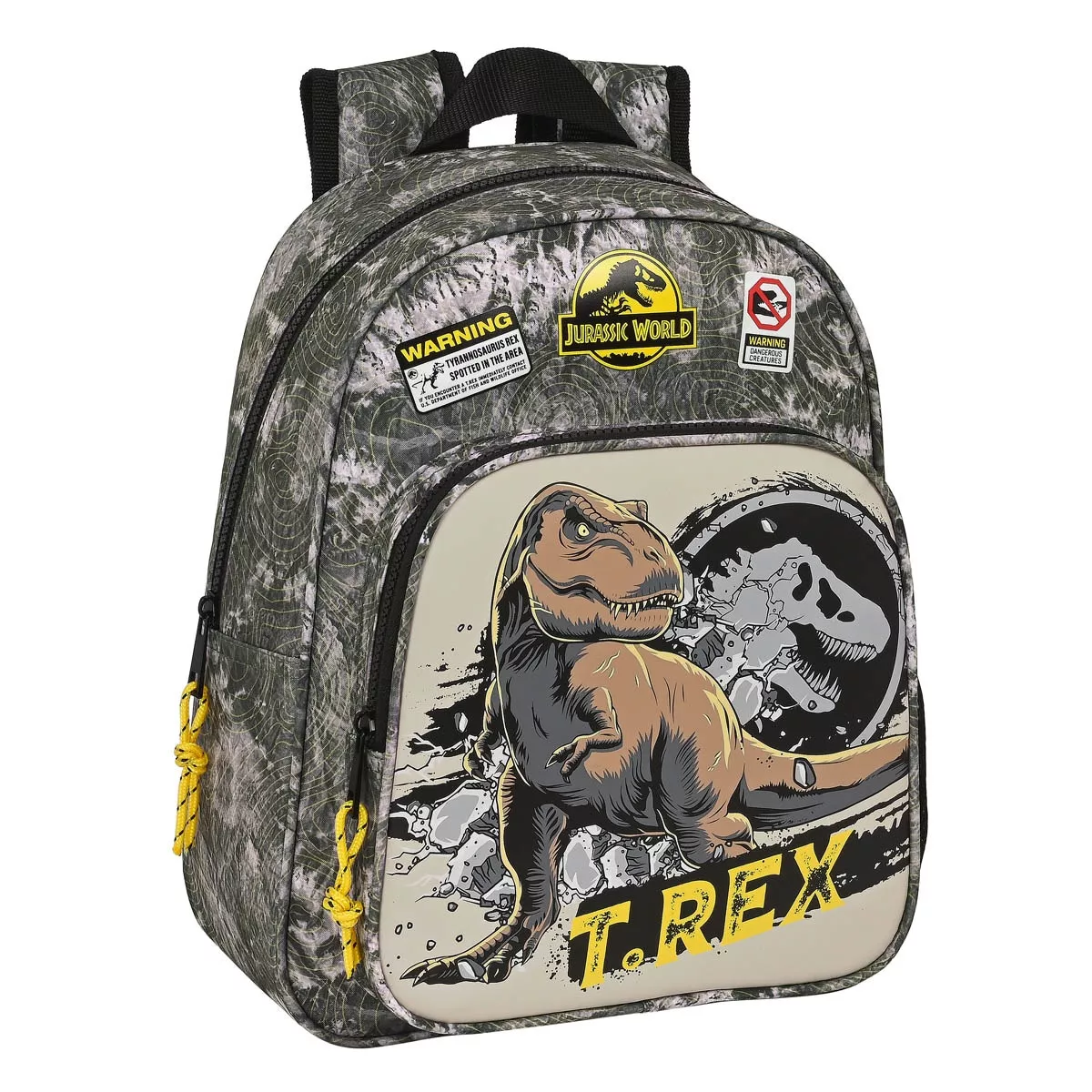 Safta - Mochila Infantil Adaptable A Carro Jurassic World Warning Gris barato
