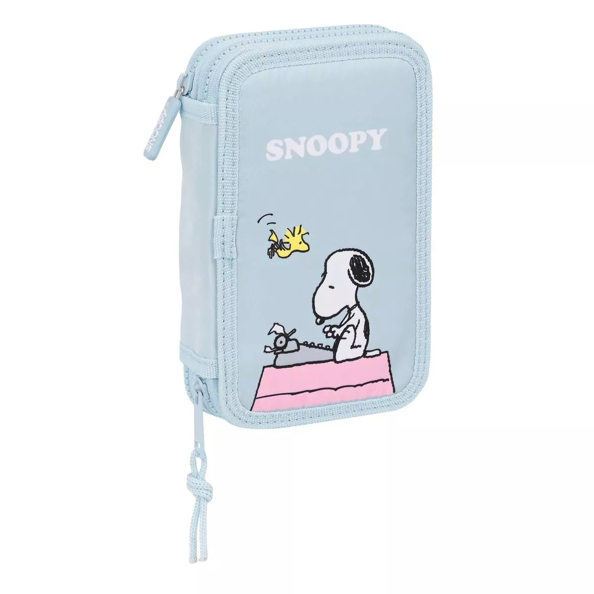 Safta - Plumier Doble Pequeño 28 Piezas Snoopy Azul Pastel barato