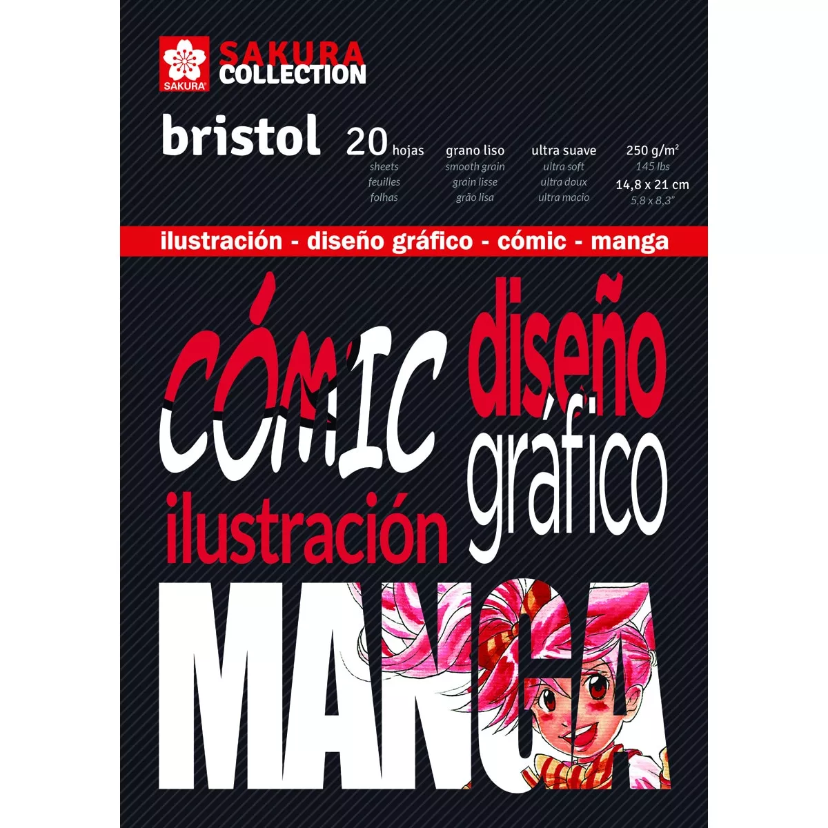 Sakura - Bloc Encolado Bristol Para Comic Y Manga 250 Grms M2 20 Hojas 14