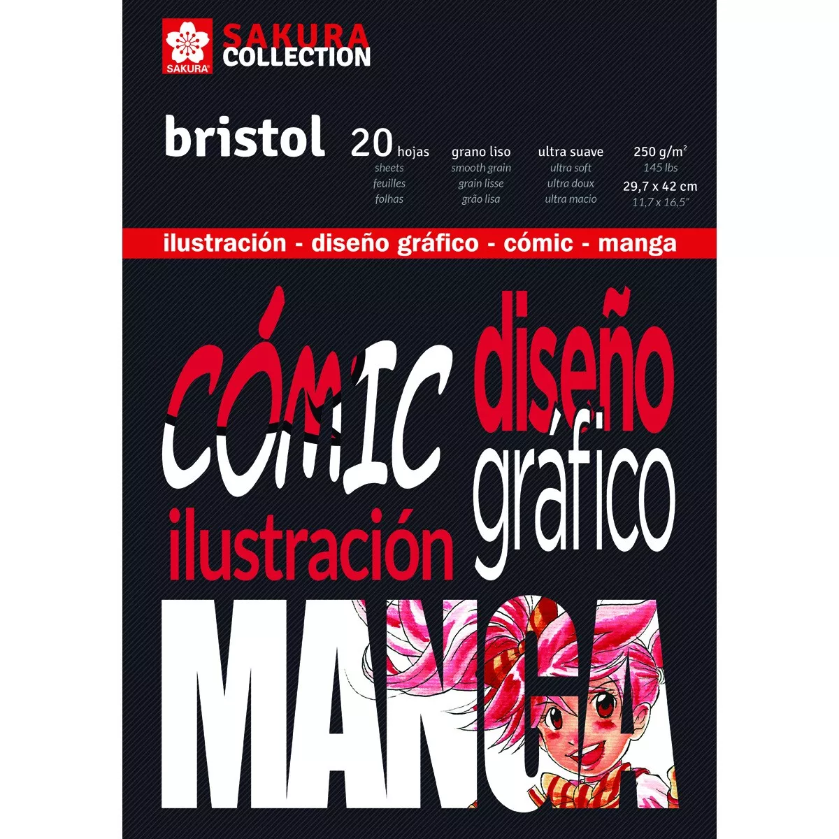 Sakura - Bloc Encolado Bristol Para Comic Y Manga 250 Grms M2 20 Hojas 29,7 X 42 Cms Negro En Oferta Sakura - Bloc Encolado Bristol Para Comic Y Manga 250 Grms M2 20 Hojas 29