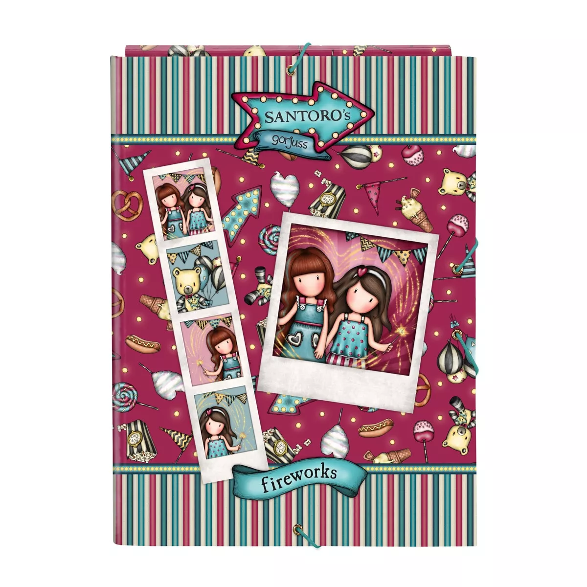Santoro - Carpeta Cartón Folio Gomas Solapas Gorjuss Granate barato