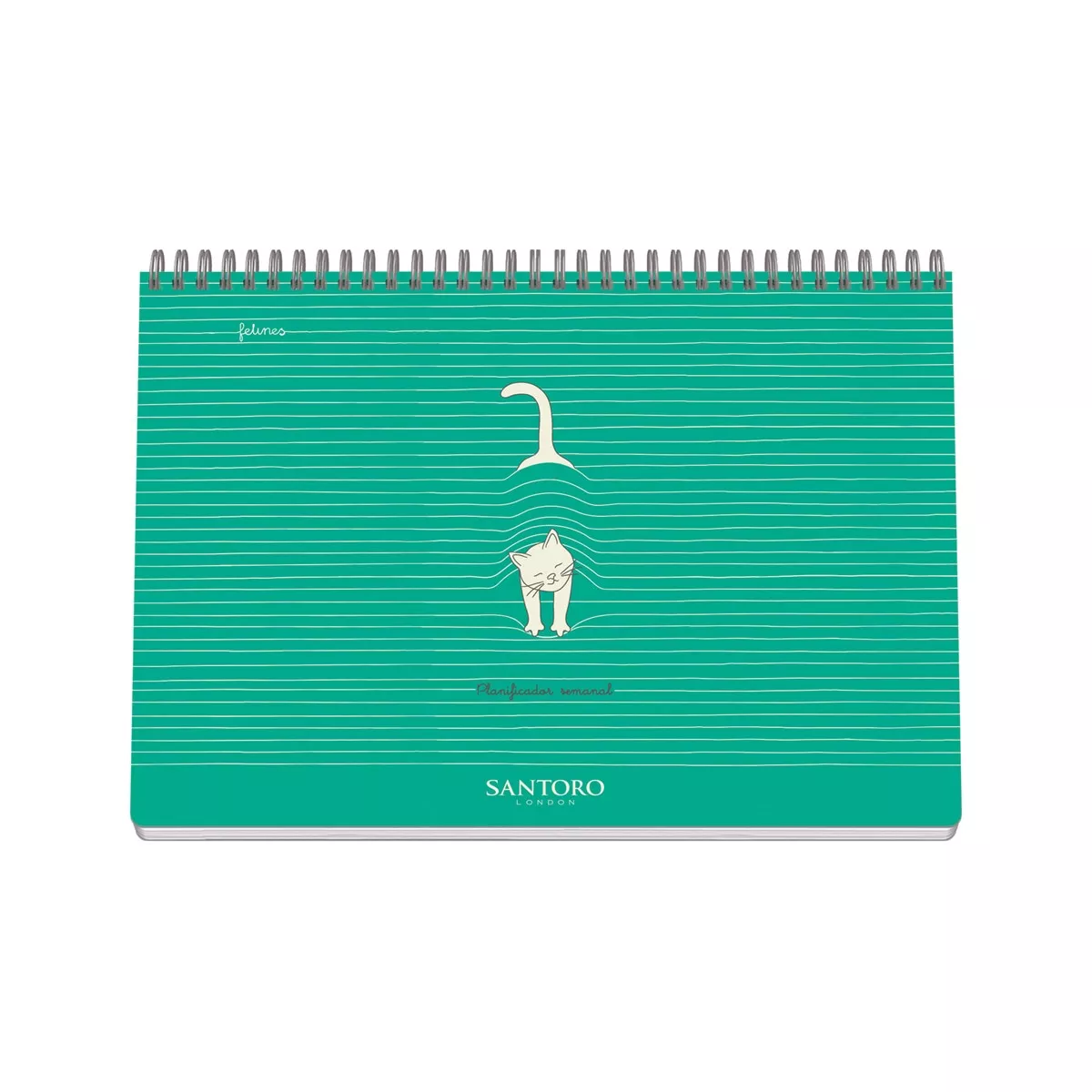 Santoro - Planificador Sobremesa A4 Wire'O Semana Vista Felines Verde Castellano Y Inglés barato