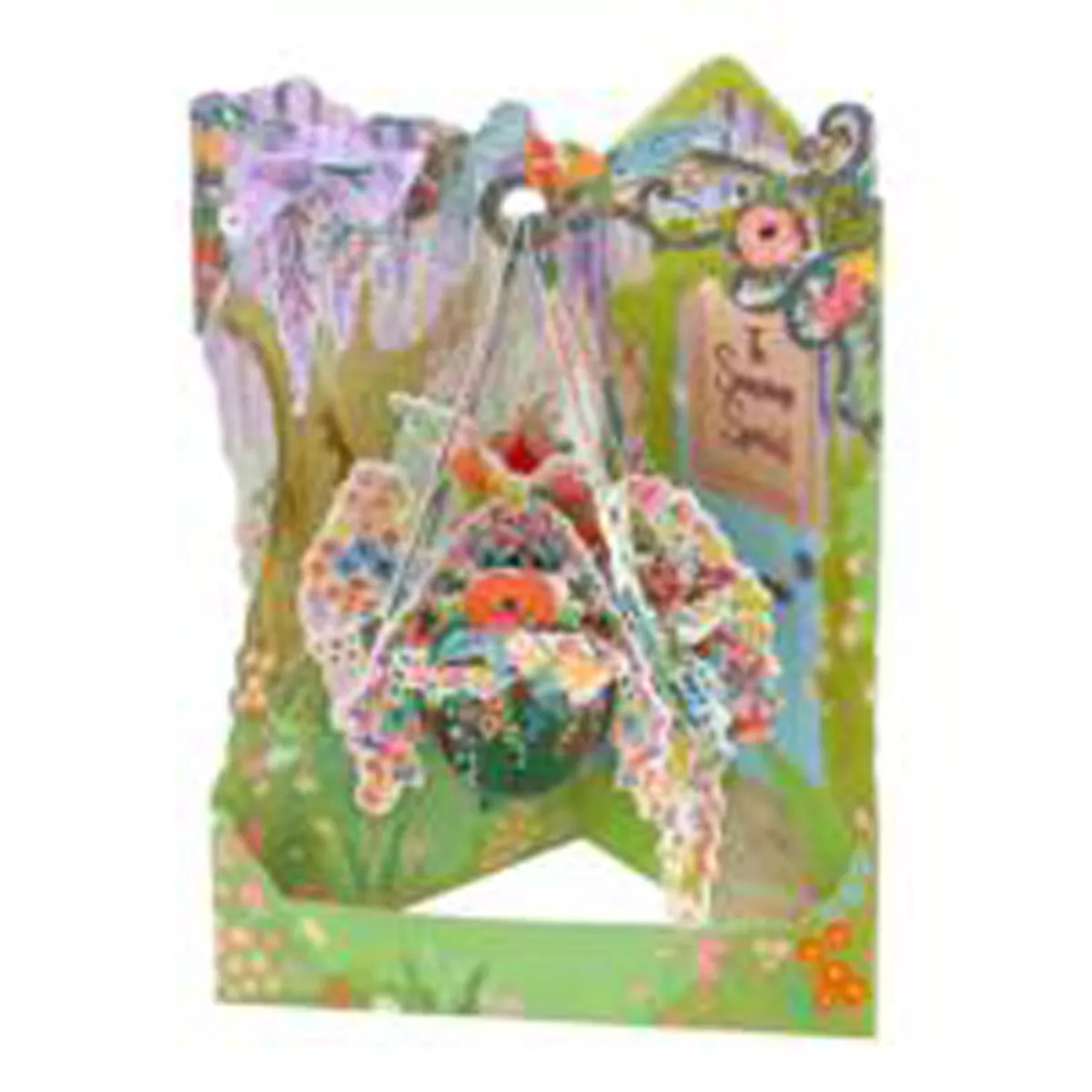 Santoro - Tarjeta Swing Cards Cesta De Flores Verde barato
