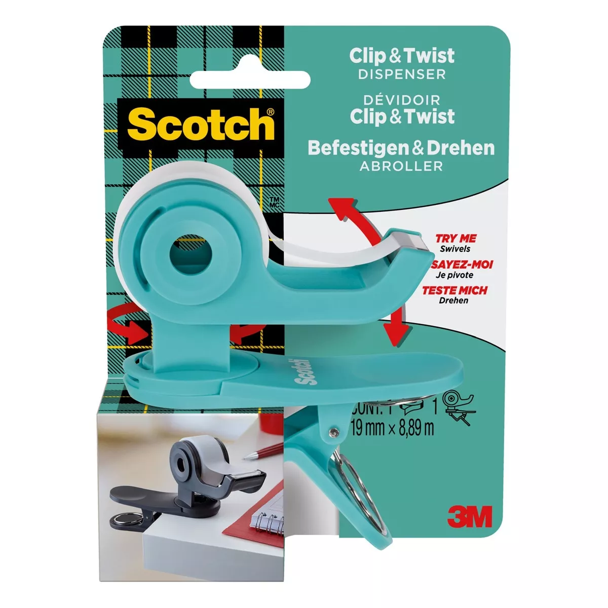 Scotch - Dispensador De Cinta Portátil Con Pinza Articulada Aguamarina + Rollo Magic En Oferta Scotch - Dispensador De Cinta Portátil Con Pinza Articulada Aguamarina + Rollo Magic Barato