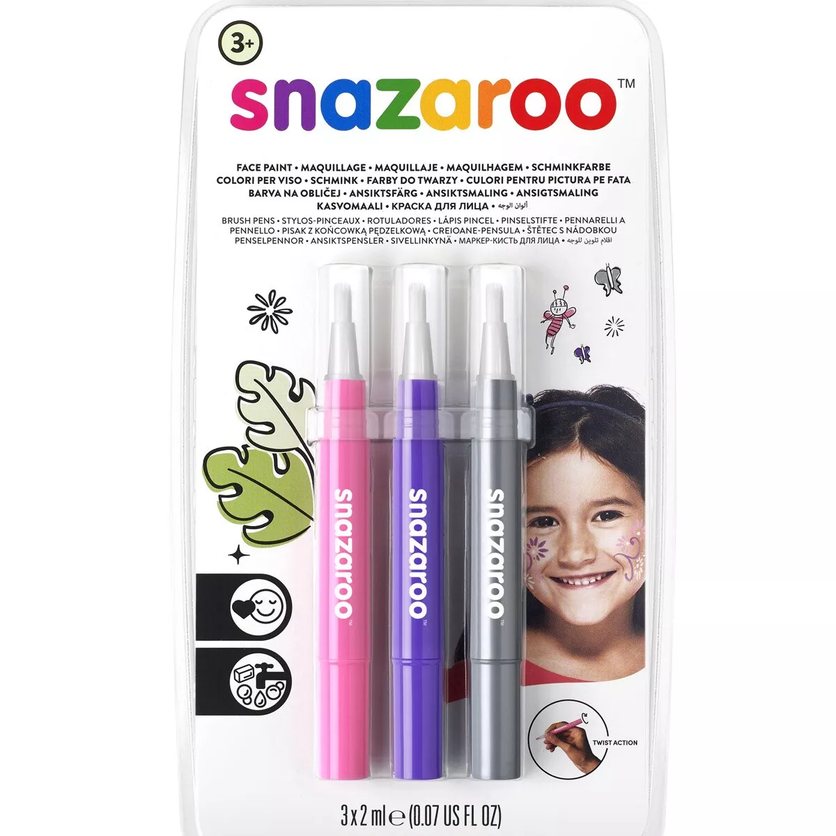 Snazaroo - Set 3 Rotuladores Maquillaje Rosa, Morada Y Plata En Oferta Snazaroo - Set 3 Rotuladores Maquillaje Rosa