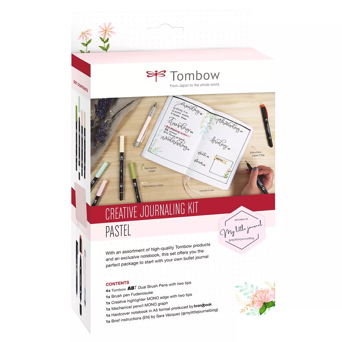 Tombow - Kit Creativo Bullet Journal Con Rotuladores Y Libreta Modelo 1 Rosa Pastel barato