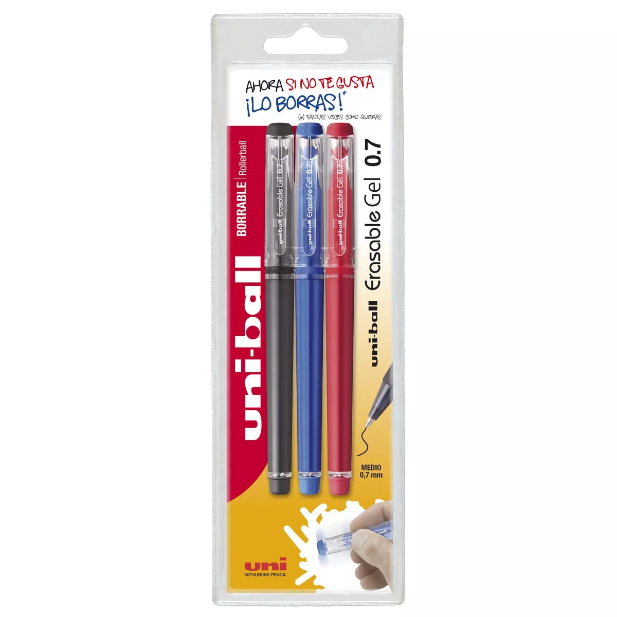 Uni Ball - Pack 3 Bolígrafos Roller Borrables Erasable Gel Uni-Ball Negro, Azul Y Rojo En Oferta Uni Ball - Pack 3 Bolígrafos Roller Borrables Erasable Gel Uni-Ball Negro