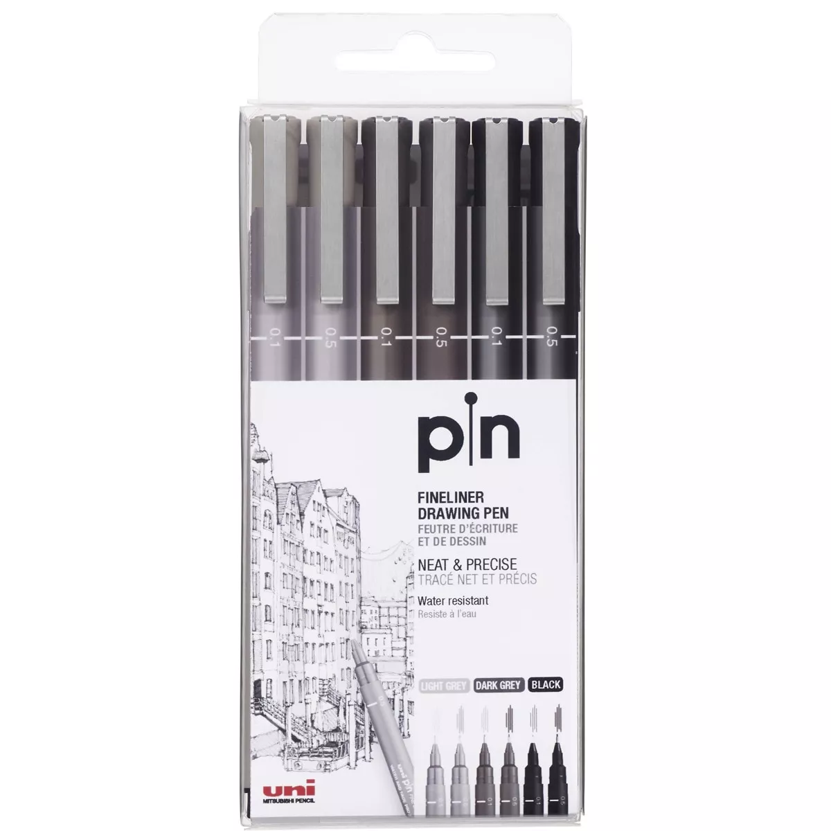 Uni Pin - Estuche 6 Piezas Rotulador Calibrado Negro Y Gris En Oferta Uni Pin - Estuche 6 Piezas Rotulador Calibrado Negro Y Gris Barato