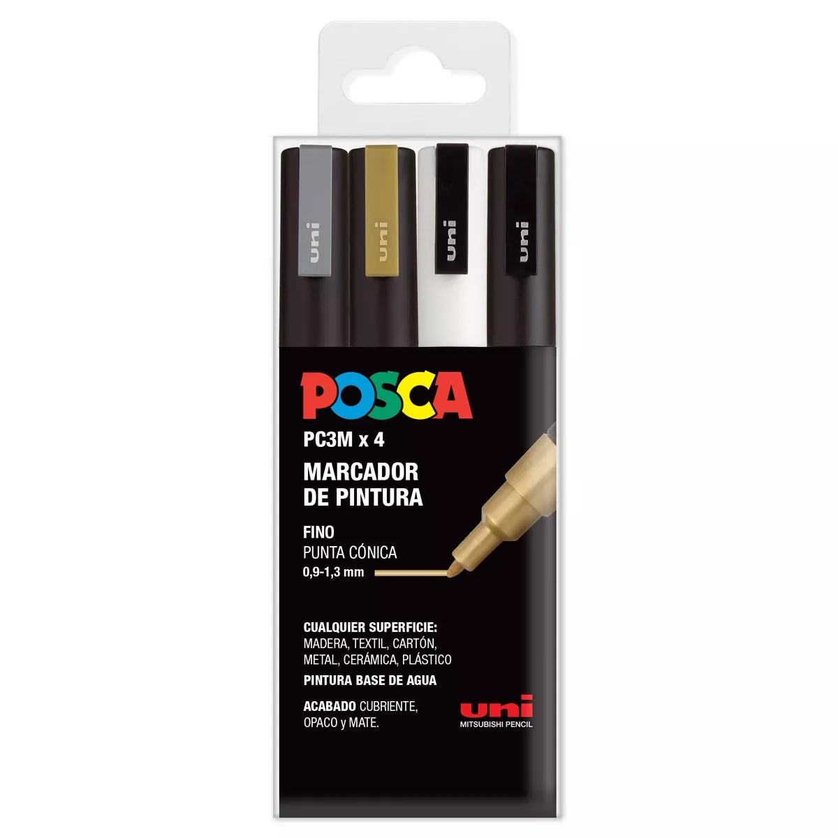 Uni Posca - Estuche 4 Unidades De Marcadores De Pintura Base Al Agua 0,9-1,3 Mm. Pc3M Colores Gswb En Oferta Uni Posca - Estuche 4 Unidades De Marcadores De Pintura Base Al Agua 0