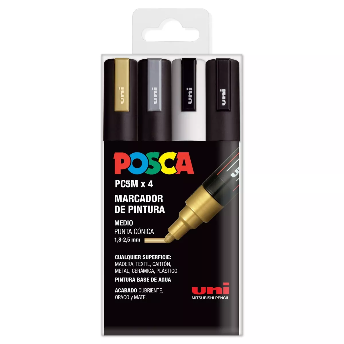 Uni Posca - Estuche 4 Unidades De Marcadores De Pintura Base Al Agua 1,8-2,5 Mm. Pc5M Colores Gswb En Oferta Uni Posca - Estuche 4 Unidades De Marcadores De Pintura Base Al Agua 1