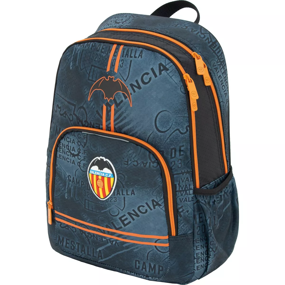Valencia C.f - Mochila 39,50 Con Espalda Y Base Acolchada 2023 . Antracita Y Naranja En Oferta Valencia C.f - Mochila 39